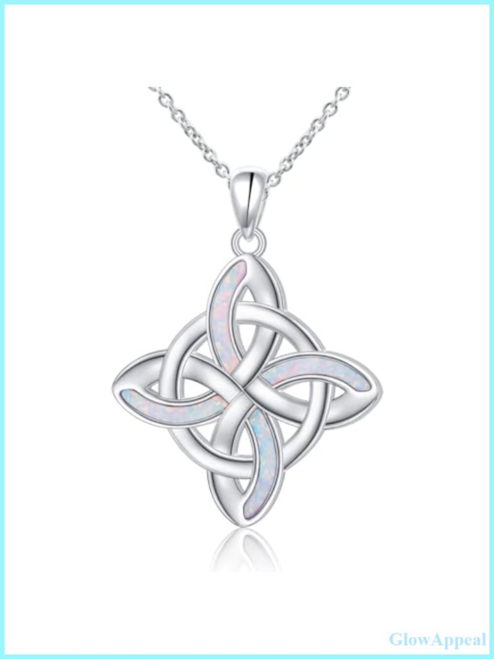 925 Sterling Silver Opal Witches Knot Celtic Pendant Necklace